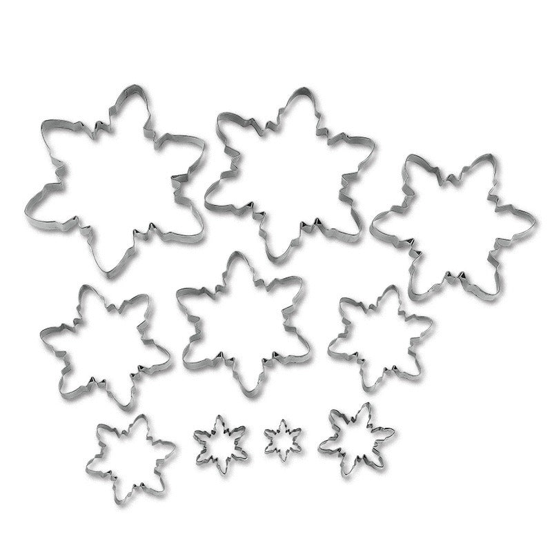 Christmas snowflake biscuit mold stainless steel snowflake three-dimensional biscuit mold biscuit cut into 10 pieces set