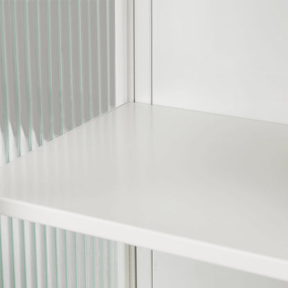 23.62"Glass Doors Modern Two-door Wall Cabinet with Featuring Two-tier Enclosed Storage an Open Shelf and Towel Rack