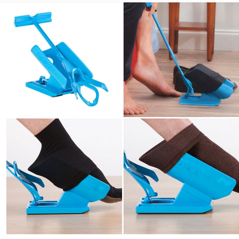 Pregnant Elder Sock Wearing Shoe Horn Device Slider Easy on /off Sock Aid Kit Shoe Horn Device No Bending Stretching Straining