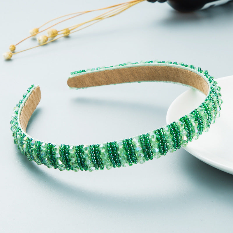 Hand Woven Beaded Headband Female Baroque Beaded Hair Binding Korean Version Net Red Wash Face Hair Accessories