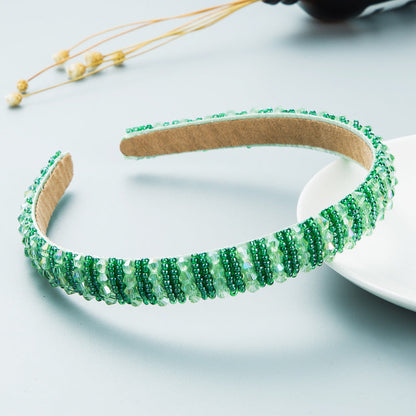 Hand Woven Beaded Headband Female Baroque Beaded Hair Binding Korean Version Net Red Wash Face Hair Accessories