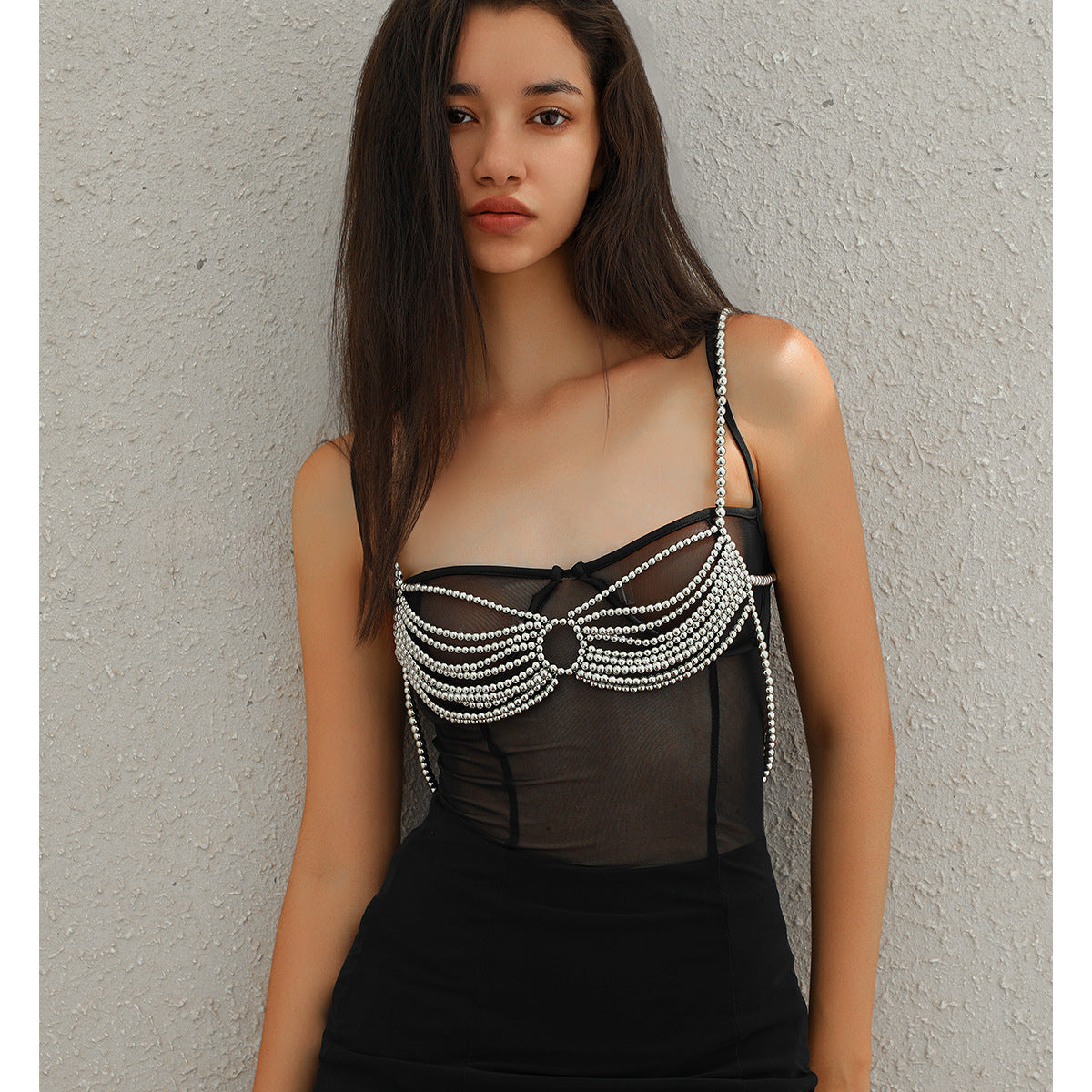 Minimalist party butterfly corset chain women's body chain imitation pearl tassel waist chain shoulder chain jewelry