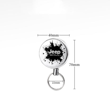 Outdoor equipment high elasticity telescopic steel wire rope keychain anti loss and anti-theft telescopic keychain