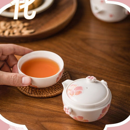 Sakura Kuaike Cup Portable Travel Kung Fu Tea Set One Pot One Cup Ceramic Tea Set Single Tea Maker Female