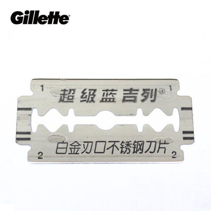 Gillette Super Blue Shaving Razor Blades For Men Stainless Steel double edge Shaver Blades (5 blades x 2 boxes)