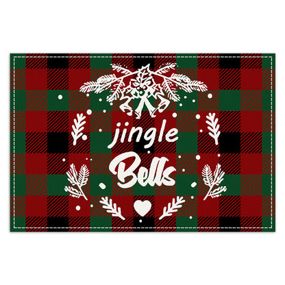 Christmas Tree Elk Printed Meal Mat Christmas Striped Checkered Table Mat White Hemp Western Food Mat