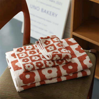 Plaid Series Towel Bath Towel Cherry Blossom Absorbent Facial Towel