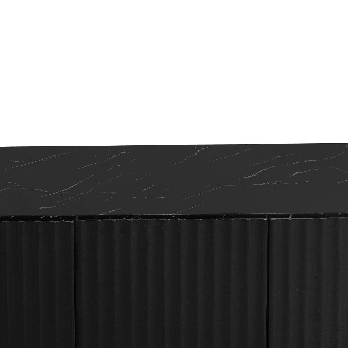 LED Carved Line 3 Door Storage Cabinet,Sideboard Buffet Cabinet With Adjustable Shelf,Large Storage Accent Cabinet