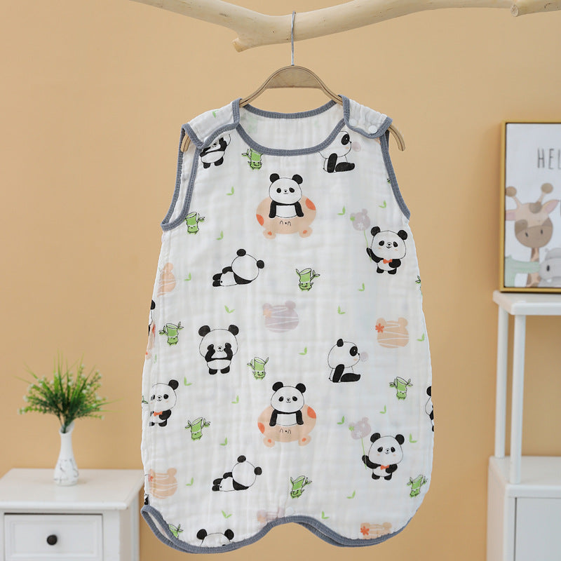 Children's Sleeping Bag Cotton Four-Layer Gauze Cute Cartoon Anti-Cold Anti-Kick Quilt Cotton Yarn Class A Baby Sleeping Bag
