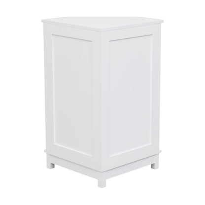 White Bathroom Cabinet Triangle Corner Storage Cabinet with Adjustable Shelf Modern Style MDF Board