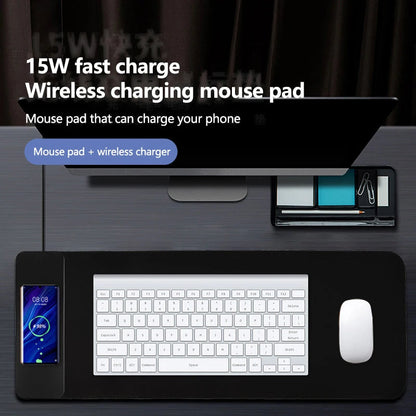 15W wireless charging mouse pad extra large fast charging computer gaming keyboard pad wireless charging rubber mouse pad