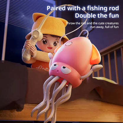 Creative Dancing Squid: auto-sense, obstacle-avoid e-pet with music, lights, rechargeable & interactive gift.