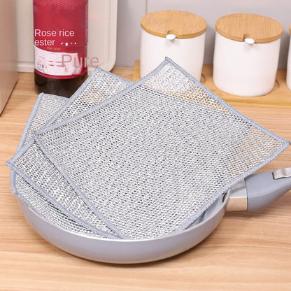 Steel Wire Dishcloth for Home Use, Non-Greasy Steel Wool Scrubbing Cloth, Kitchen Cleaning Cloth, Easy to Clean Silver Wire Rag