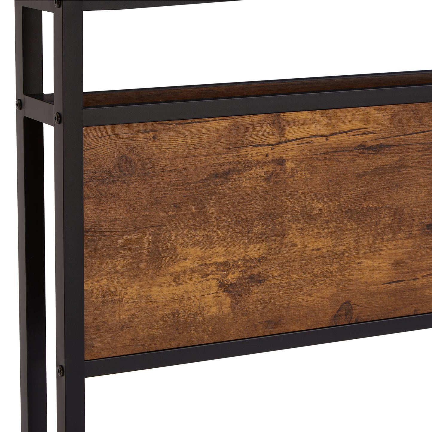 Dual size metal platform bed frame with wooden headboard and footrest, USB LINER, LED lights