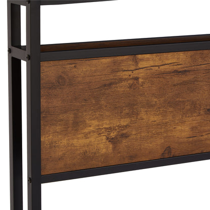 Dual size metal platform bed frame with wooden headboard and footrest, USB LINER, LED lights