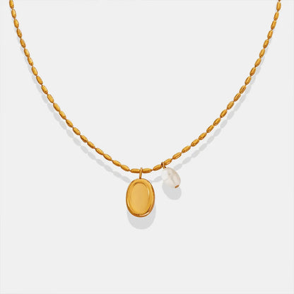 Elliptical brand niche commuting fashion titanium steel necklace women's collarbone chain