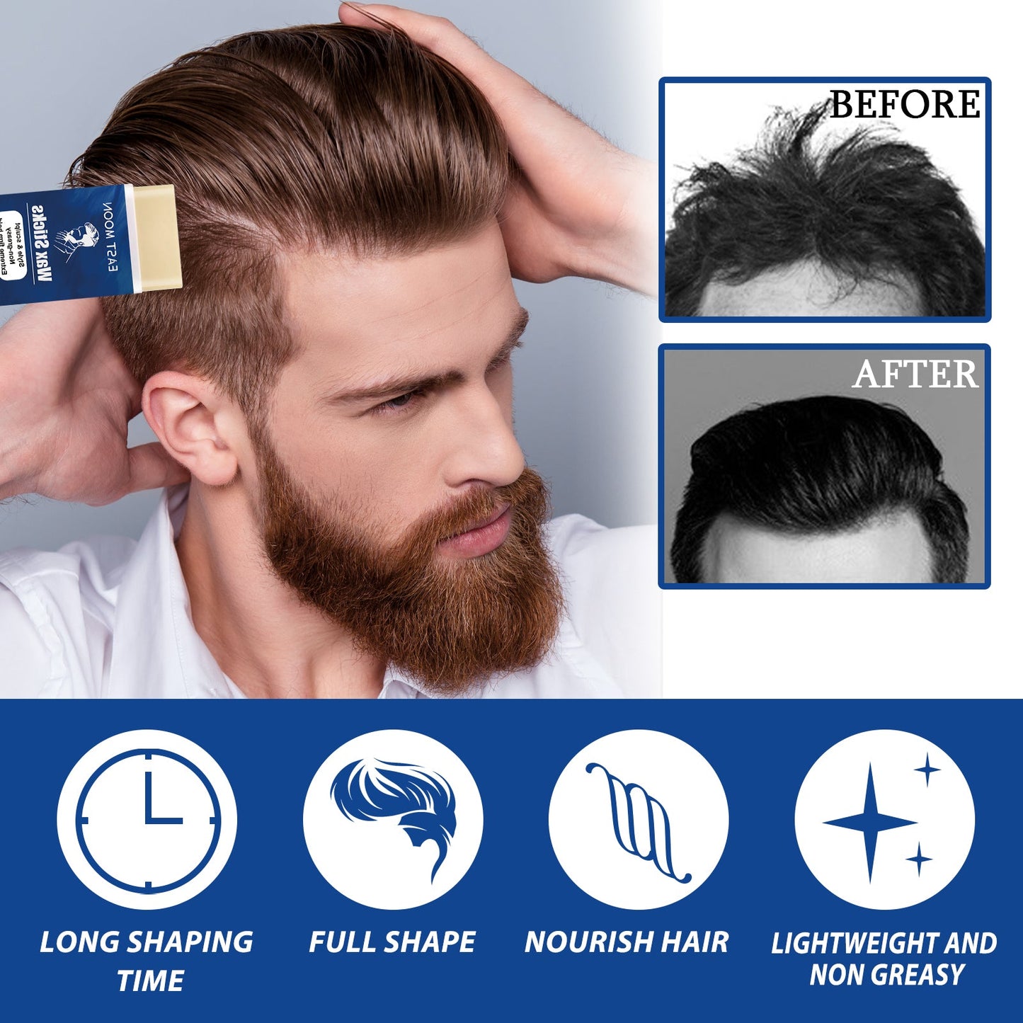 Men's Hair Wax Stick Broken Hair Care Lasting Styling Natural Fluffy Three-Dimensional Easy Styling Hair Wax Stick