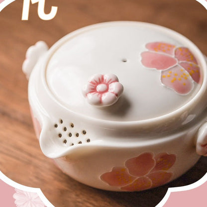 Sakura Kuaike Cup Portable Travel Kung Fu Tea Set One Pot One Cup Ceramic Tea Set Single Tea Maker Female