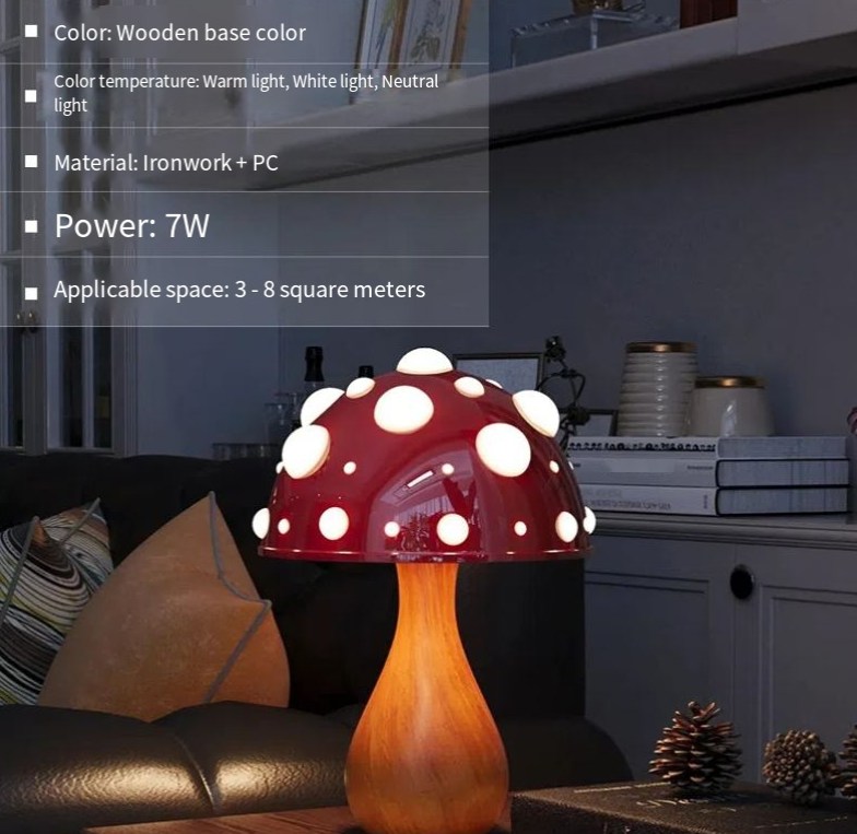 Mushroom Decorative Desk Lamp Bedroom Headboard Dimming Atmosphere Student Dormitory Desktop Night Light