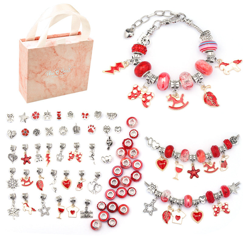 Cartoon Pink Set DIY Handmade Jewelry Children's Bracelet Women's Exquisite Gift Box Gift Bracelet