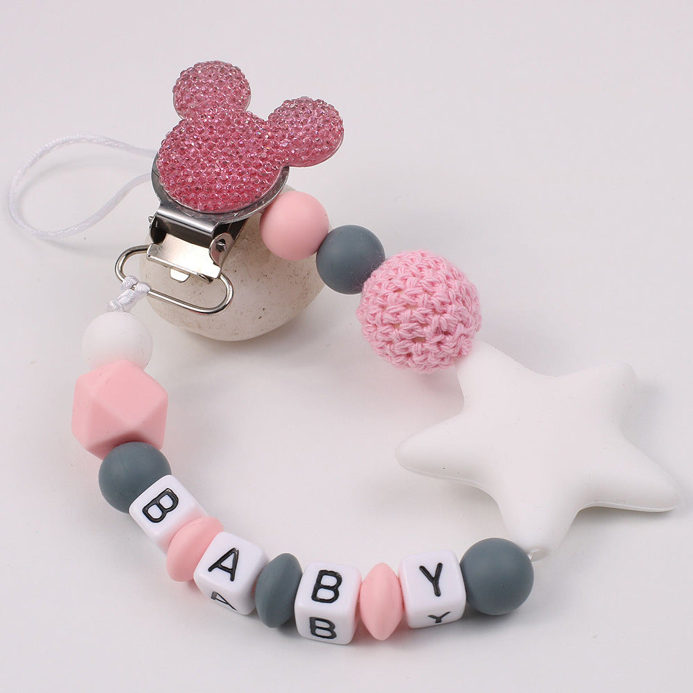 Five pointed star silicone pacifier chain pacifier chain baby products silicone pacifier clip baby teether anti-drop chain anti-drop belt