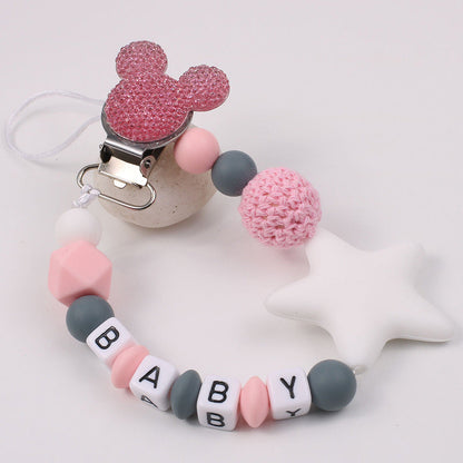 Five pointed star silicone pacifier chain pacifier chain baby products silicone pacifier clip baby teether anti-drop chain anti-drop belt