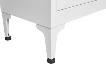 White metal kitchen storage cabinet, kitchen pantry storage cabinet with door and shelf, adjustable leveling feet