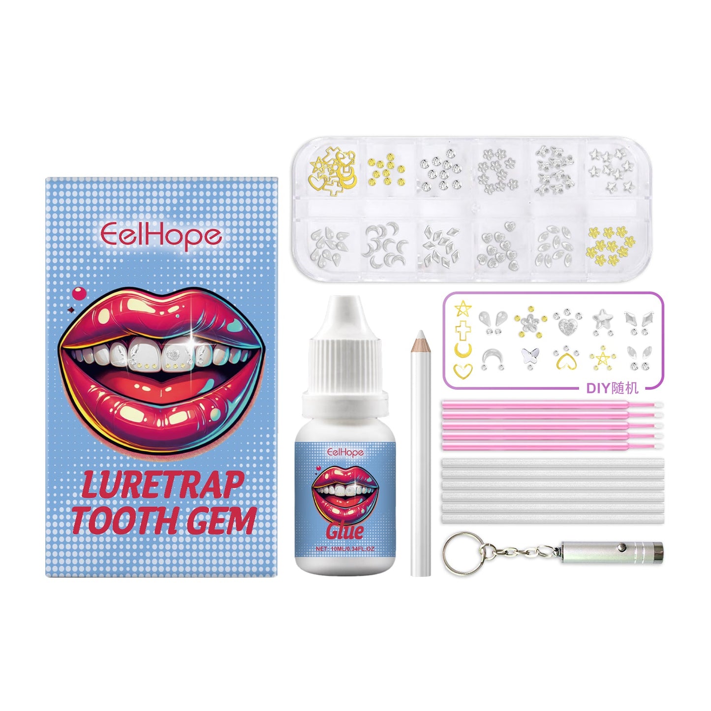 Dental Beauty Set Diy Fashion Dental Decoration Drill Personality Sparkle Light Up Smile Style