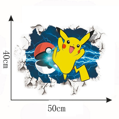 Cartoon anime children's room decoration wall sticker self-adhesive 3D Pikachu Digimon PVC sticker poster wall decoration