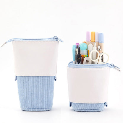 Creative Retractable pencil case school stationery Storage bag Kawaii Solid color Pen case cute pen holder gifts for kid pen bag