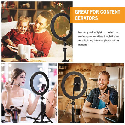 Video Youtube Fill Ring Light Lamp Live COOK 26CM Photography Lighting Phone Ringlight Tripod Stand Photo Led Selfie Bluetooth