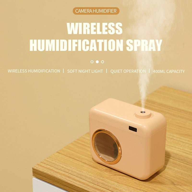 New Camera Mini Humidifier USB Charging Creative Night Light Silent Indoor Household Humidifier