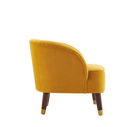 Upholstered Barrel Accent Chair With Wooden Legs