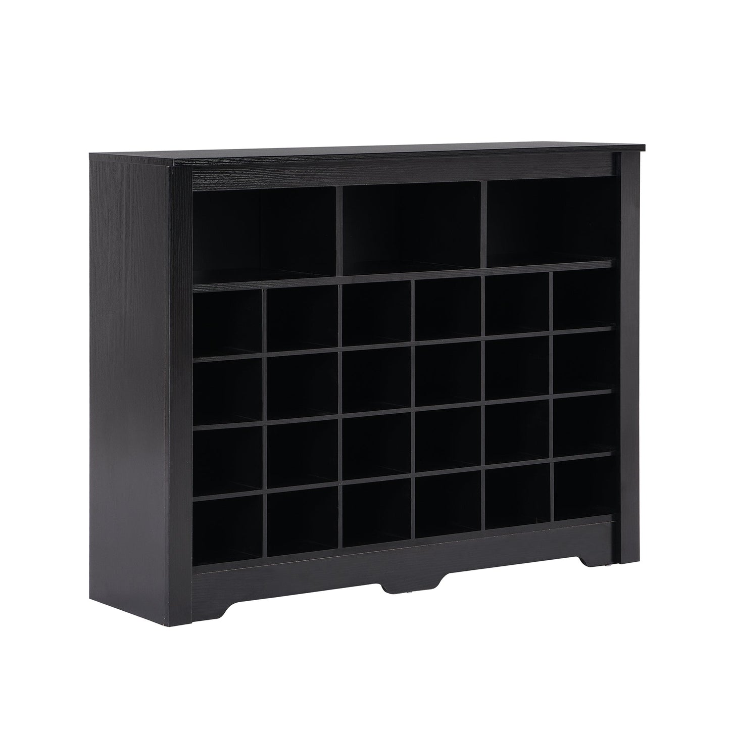ONTREND Sleek Design 24 shoe cabinet, modern shoe cabinet with curved base, high-quality multifunctional side panel, black