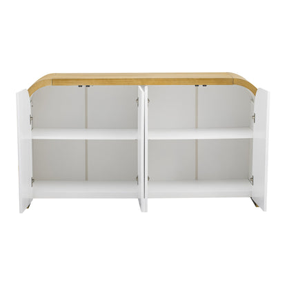 U-STYLE four door curved corner design wavy door panel cabinet with adjustable shelves