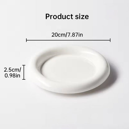 Ins - style Round Ceramic Food Plates. Thick - edged, creative Nordic tableware. Ideal for dessert, steak, pasta.
