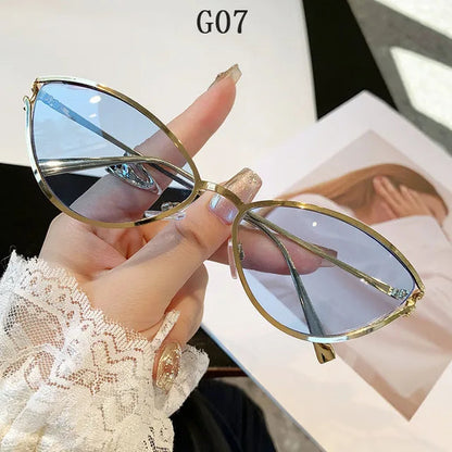 Cat Eye Sunglasses Women Trendy Vintage Vacation Designer Luxury Glasses Lentes De Sol Mujer Lunette Soleil Femme Vasos