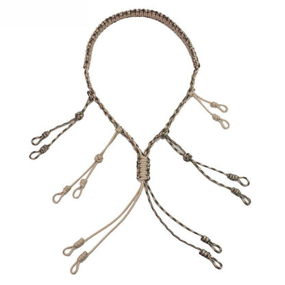 Hunting Decoy Rope Hunting Duck Call Lanyard Cord Hunter Game Whistle Lanyard Hunting Decoy Rope with 12 Adjustable Loops Rings
