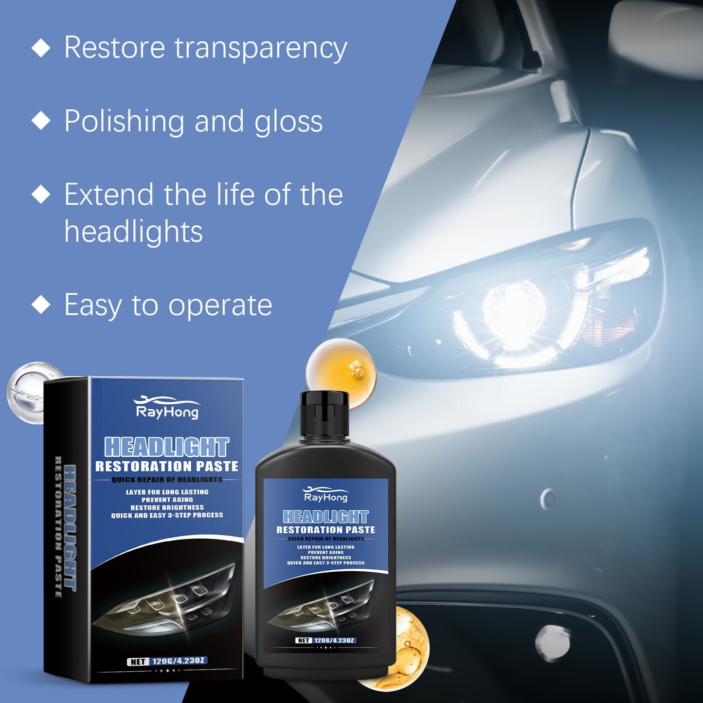Car Headlight Care Cream Dust Brightening Clean Yellow Polishing Refurbished Car Headlight Care