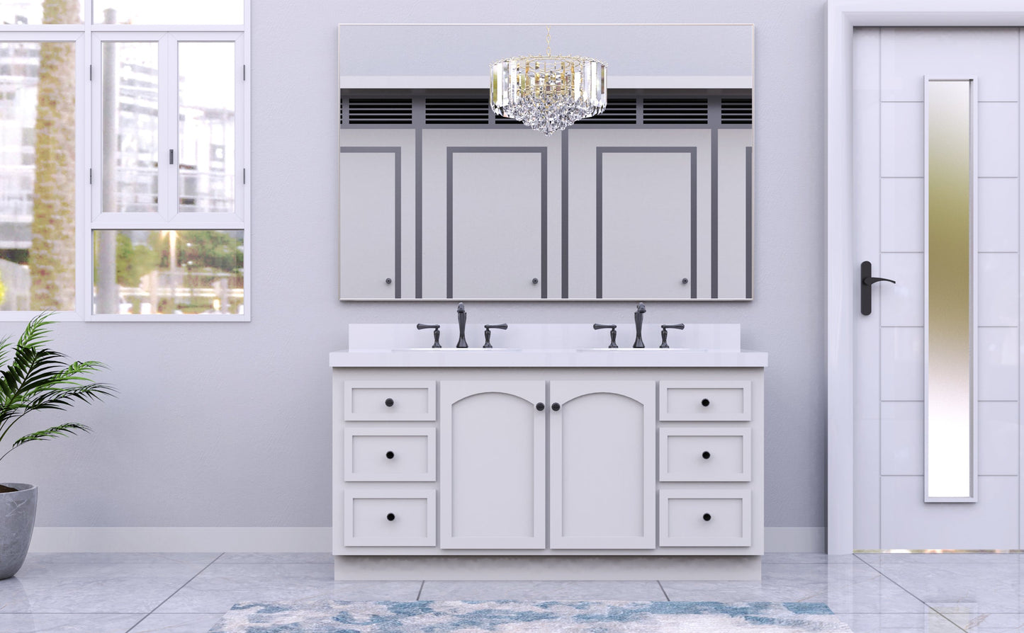 60"x36" Oversized Modern Rectangle Bathroom Mirror with Silver Frame Decorative Large Wall Mirrors for Bathroom Living Room