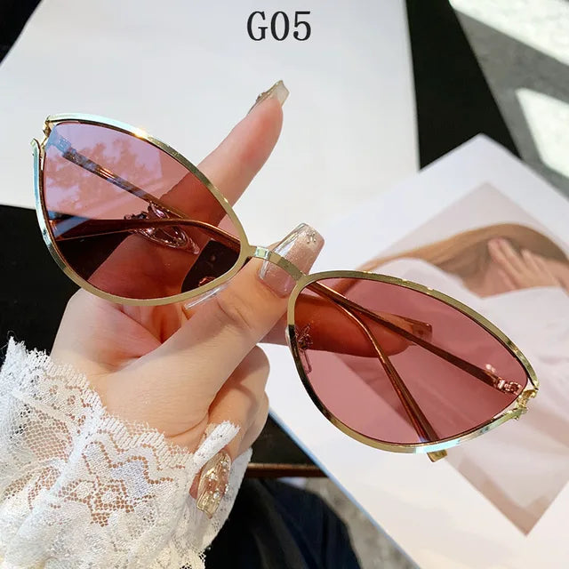 Cat Eye Sunglasses Women Trendy Vintage Vacation Designer Luxury Glasses Lentes De Sol Mujer Lunette Soleil Femme Vasos