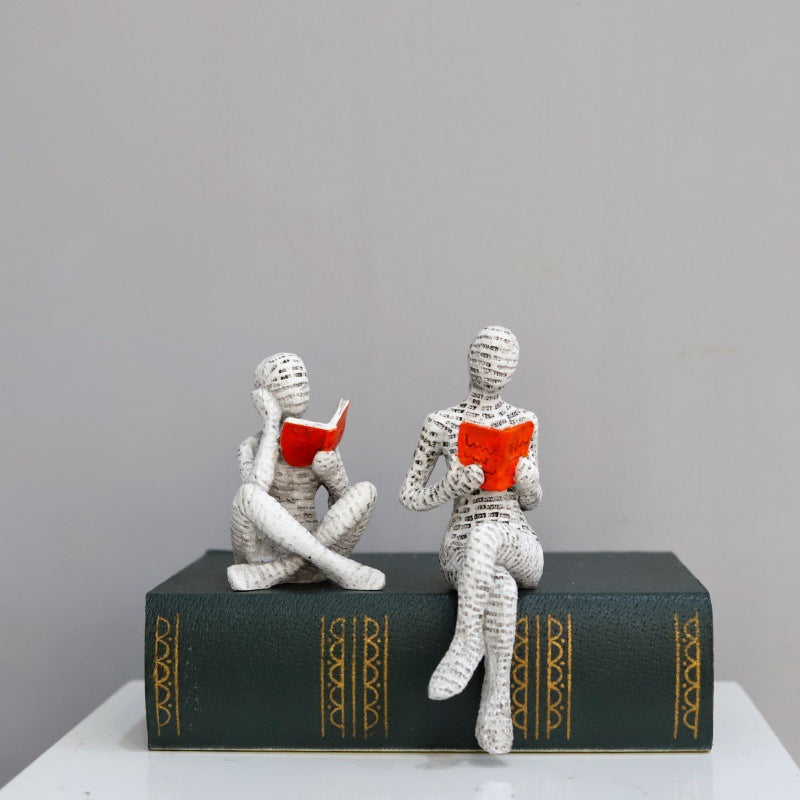 Home Furnishings Leisure Reading Girl Carving Design Resin Crafts Home Furnishings Living Room Bedroom Ornaments
