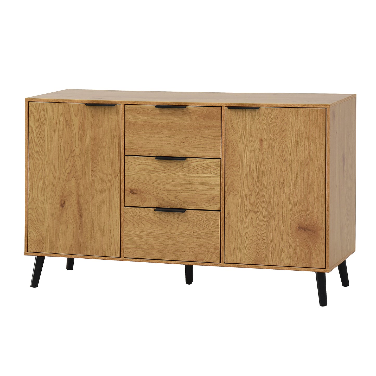 Side panel buffet cabinet with storage room, 47.2 "natural wood color kitchen cabinet with 3 drawers and 2 doors