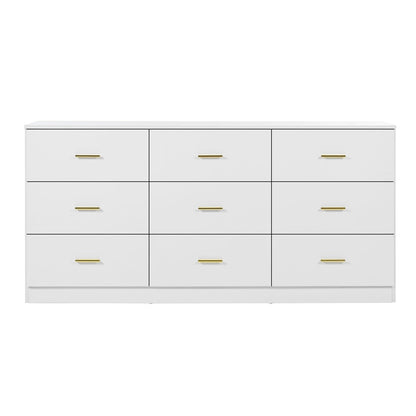 Modern White 9-Drawer Dresser for Bedroom - Ample Storage Wide Chest of Drawers, Sturdy & Safe