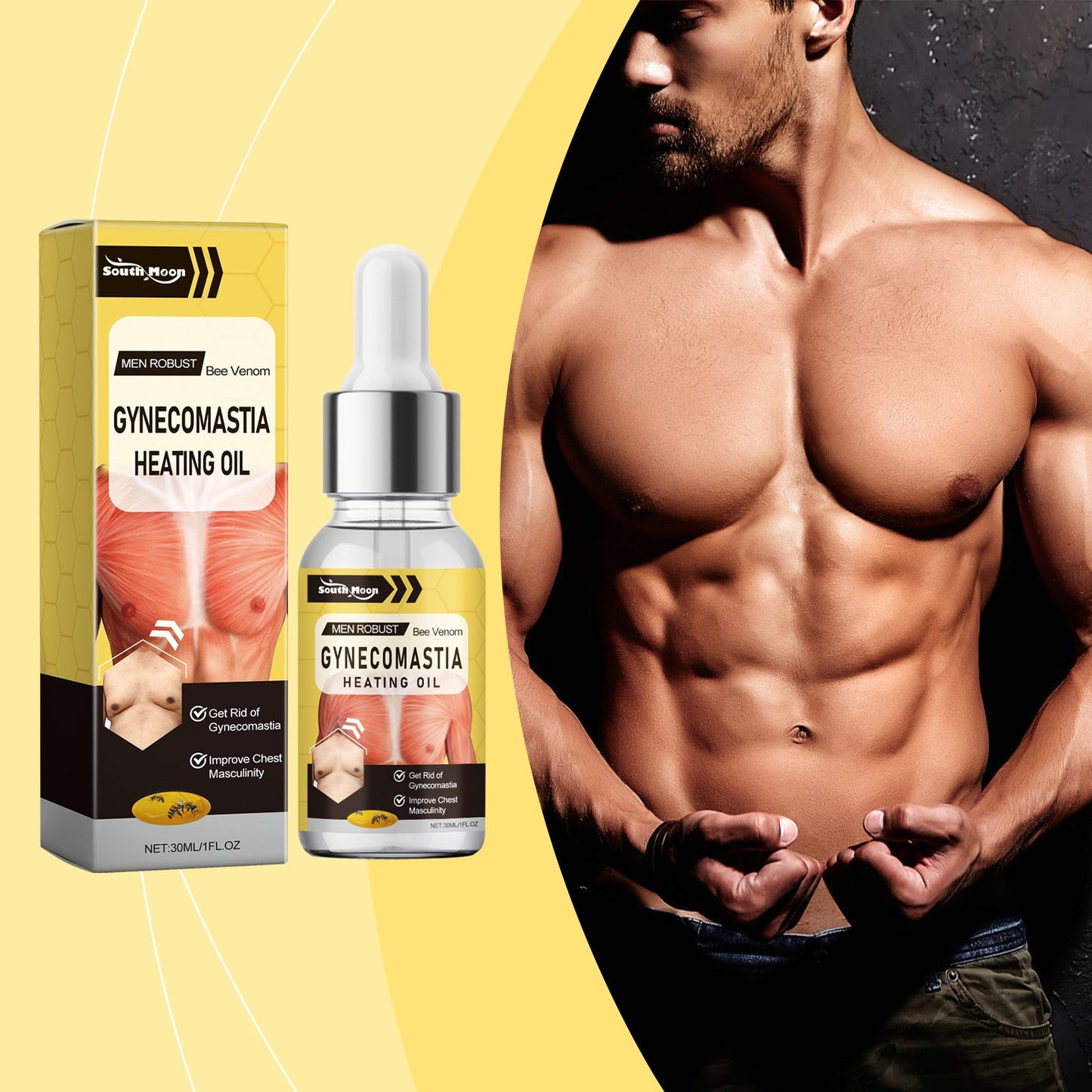 South Month Men's Chest Care Essential Oil, Chest Firming And Lifting Nourishing Skin Elasticity Care Oil