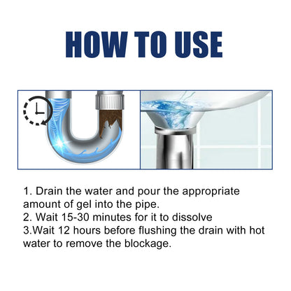 Pipe Unclog Gel, Sewer Multi-Effect Dissolving Pipe Obstruction Unblocking Agent