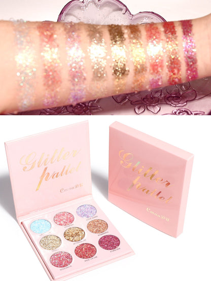 CmaaDu 9 Shades of Glitter Eyeshadow Makeup Matte and Metallic Glitter Glitter Powder
