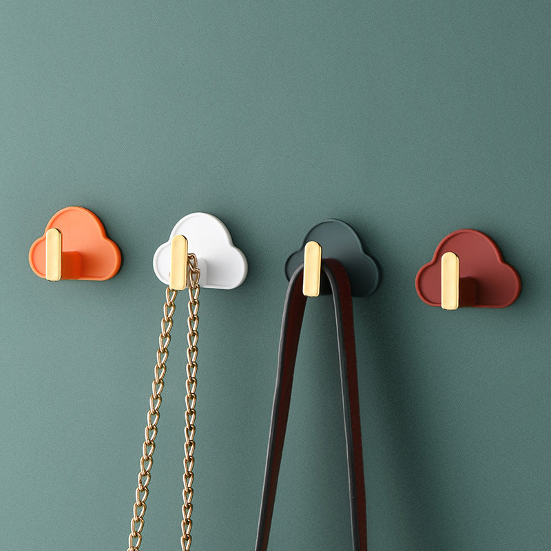 Light Luxury Paste Cloud Sticky Hook Strong Viscose Punch-Free Hook Wall Hanging Traceless Hook Key Hook 4pcs