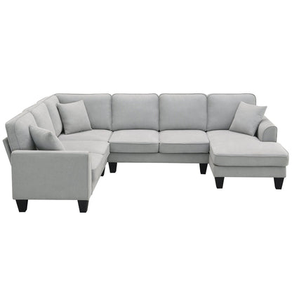 [VIDEO provided] [New] 108*85.5" Modern U Shape Sectional Sofa 7 Seat Fabric Sectional Sofa Set