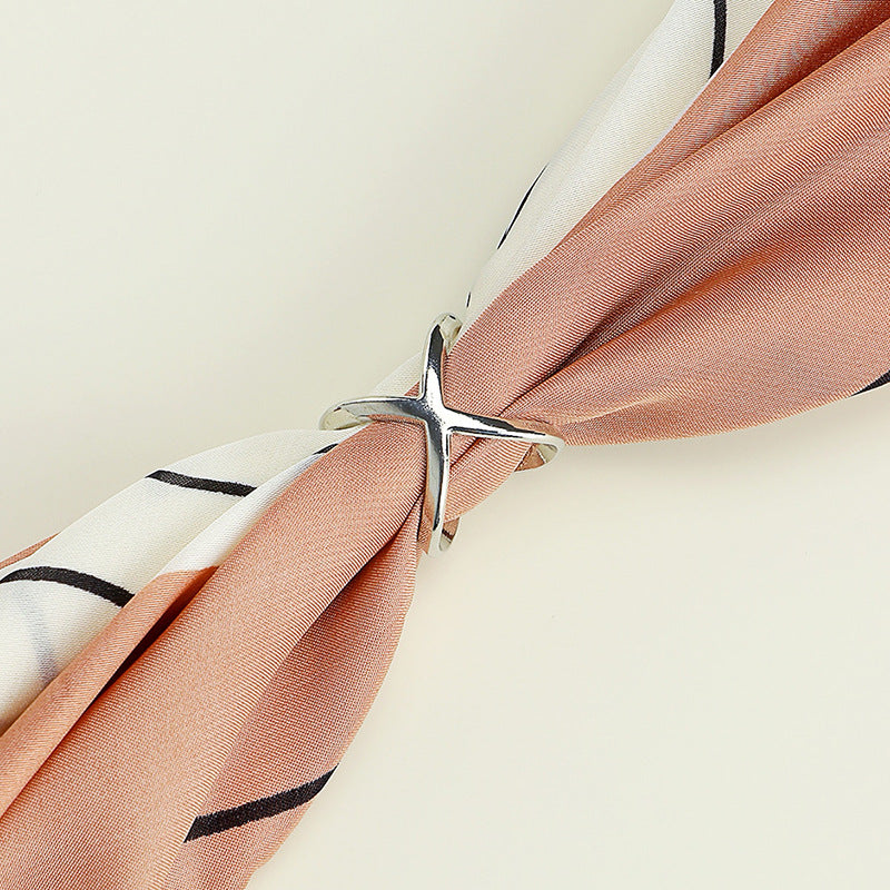 Creative Rice King Star Gold-Plated Scarf Buckle Multi-Purpose X Cross Hollow Smooth Surface Scarf Square Shawl Buckle